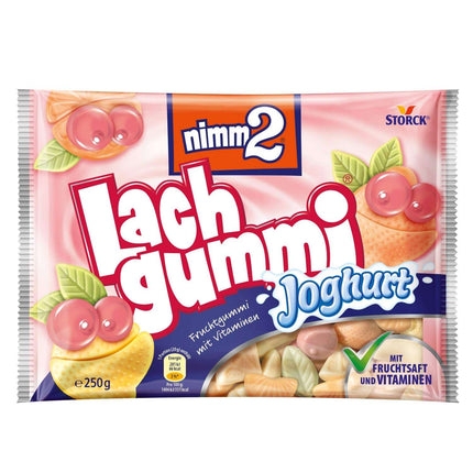Nimm2 Lachgummi Joghurt (100g) – fruchtige, weiche Gummibärchen mit Joghurt-Geschmack in praktischen Einzelpackungen, angeboten von der GEtca GmbH. Perfekt zum Teilen oder als leckere Nascherei für zwischendurch.