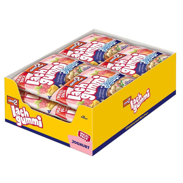 Nimm2 Lachgummi Joghurt (18x100g) – fruchtige, weiche Gummibärchen mit Joghurt-Geschmack in praktischen Einzelpackungen, angeboten von der GEtca GmbH. Perfekt zum Teilen oder als leckere Nascherei für zwischendurch.
