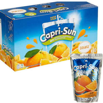 10er-Pack Capri-Sun Orange Trinkpackungen (200 ml) – Fruchtiger Orangen-Geschmack in praktischen Trinkbeuteln. Perfekt für unterwegs und kleine Erfrischungspausen. Angebot von GEtca GmbH.