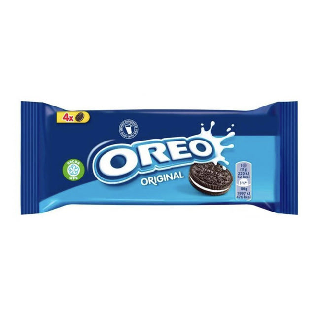 Die Packung Oreo Kekse 44g enthält knusprige Kakaokekse mit einer cremigen Füllung – perfekt für einen klassischen Genussmoment. Das Produkt wird von der GEtca GmbH angeboten.