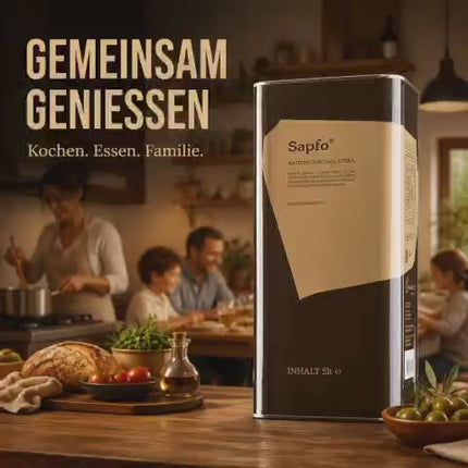 Sapfo Olivenöl 5 Liter – traditionelles Olivenöl aus Griechenland mit mild-fruchtigem Geschmack.