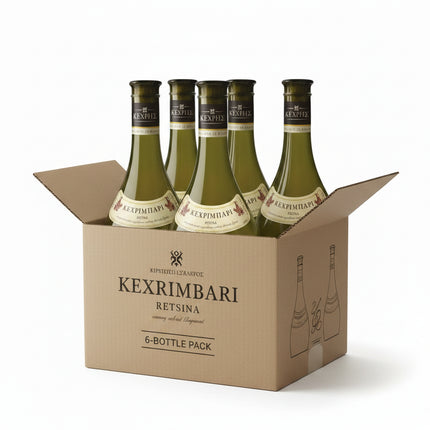 Kechribari Retsina Weißwein 6 x 0,5 l – traditioneller griechischer Weißwein mit ausgewogenem Geschmack