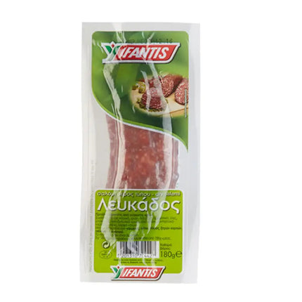 Ifantis Salami luftgetrocknet Lefkados 180g vakuumverpackt – Griechische Delikatesse von der Insel Lefkada