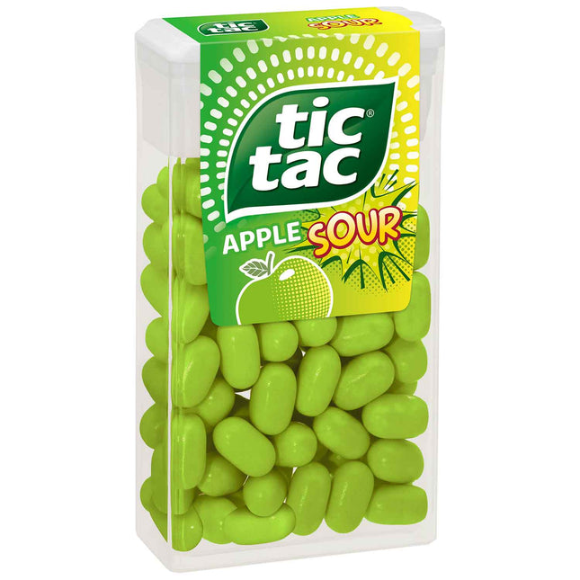TIC TAC Apple Sour (18 g) – Fruchtig-säuerliche Dragees mit intensivem Apfelgeschmack. Perfekt für eine erfrischende und spritzige Geschmacksexplosion unterwegs. Angebot von GEtca GmbH.
