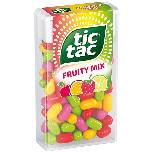 TIC TAC Fruity Mix (18 g) – Bunte Mischung aus fruchtigen Dragees für einen erfrischenden und abwechslungsreichen Geschmack. Perfekt für unterwegs oder zwischendurch. Angebot von GEtca GmbH.