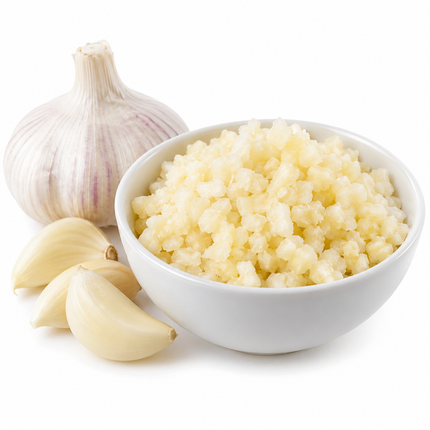 TK Knoblauch gewürfelt 1 kg – KI-generierter Serviervorschlag, nicht Originalverpackung